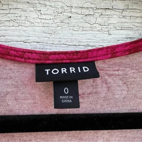 TORRID acas red with pick floral jersey wrap dress SZ 0 torrid or L - Picture 5 of 8